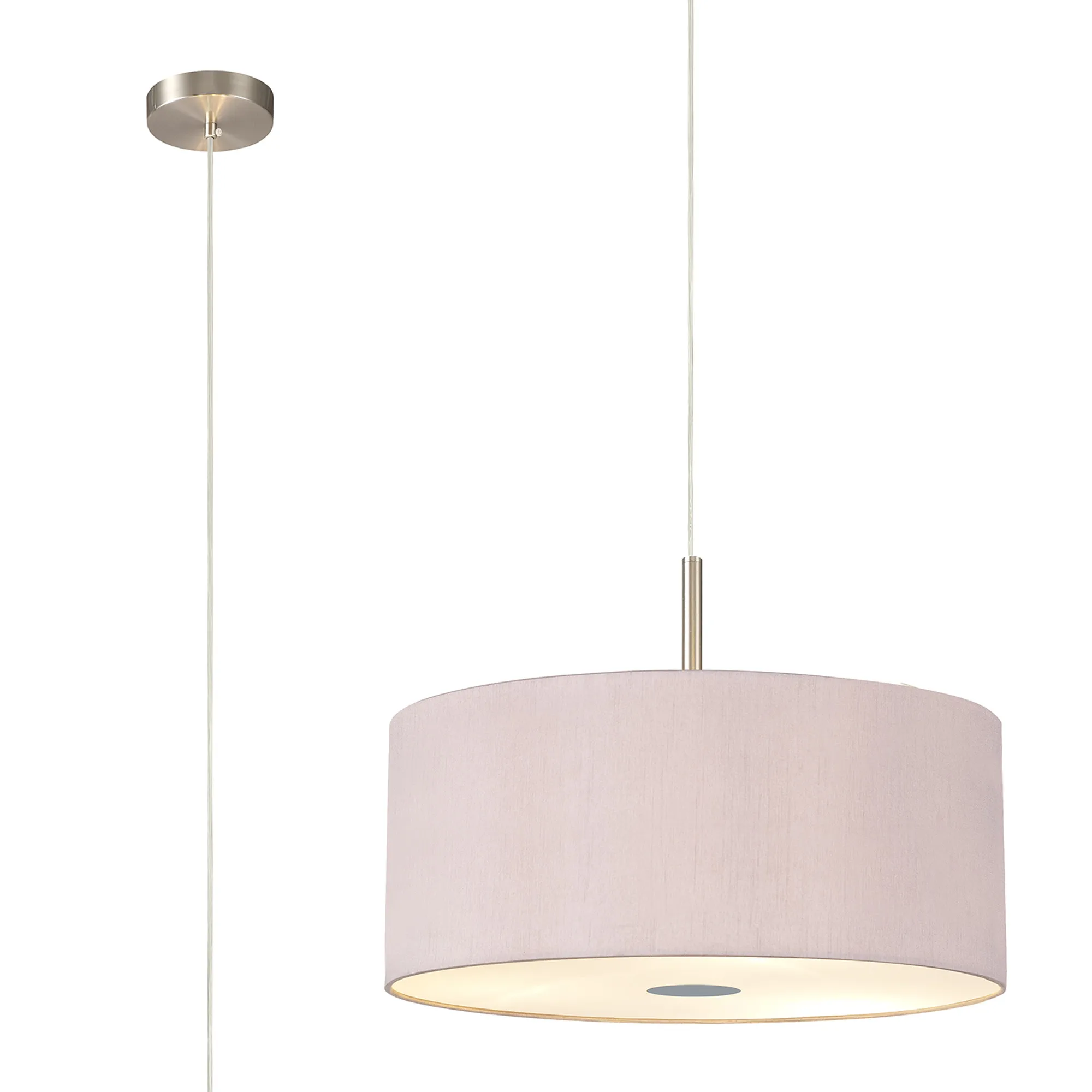 Baymont 50cm 3 Light Pendant Satin Nickel, Taupe/Halo Gold, Frosted Diffuser